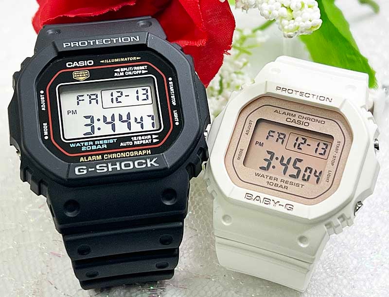 電池式 恋人たちのGショック ペアウオッチ G-SHOCK BABY-G ペア腕時計 カシオ 2本セット DW-5600RL-1JF BGD-565SC-4JF デジタル 誕生日 御祝い還暦