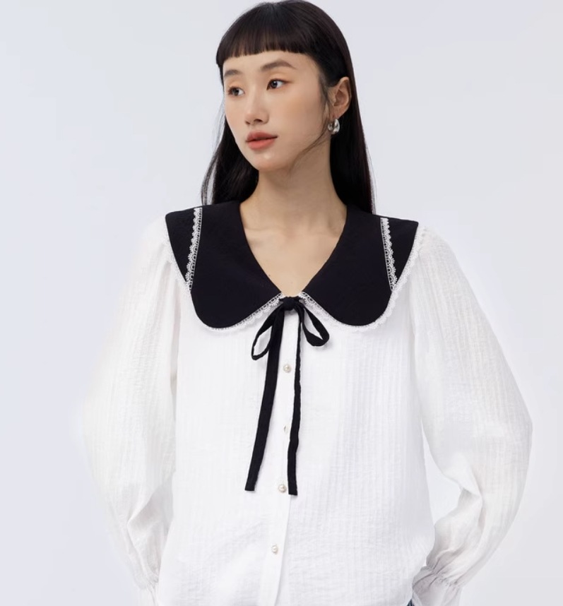トップス デート モテアイテム シャツブラウス チュニック 襟付き コットン 大人可愛い きれいめ 上品 おしゃれ かっこいい 大人可愛い ラブリー キュート ガーリー クール モード系 セクシー