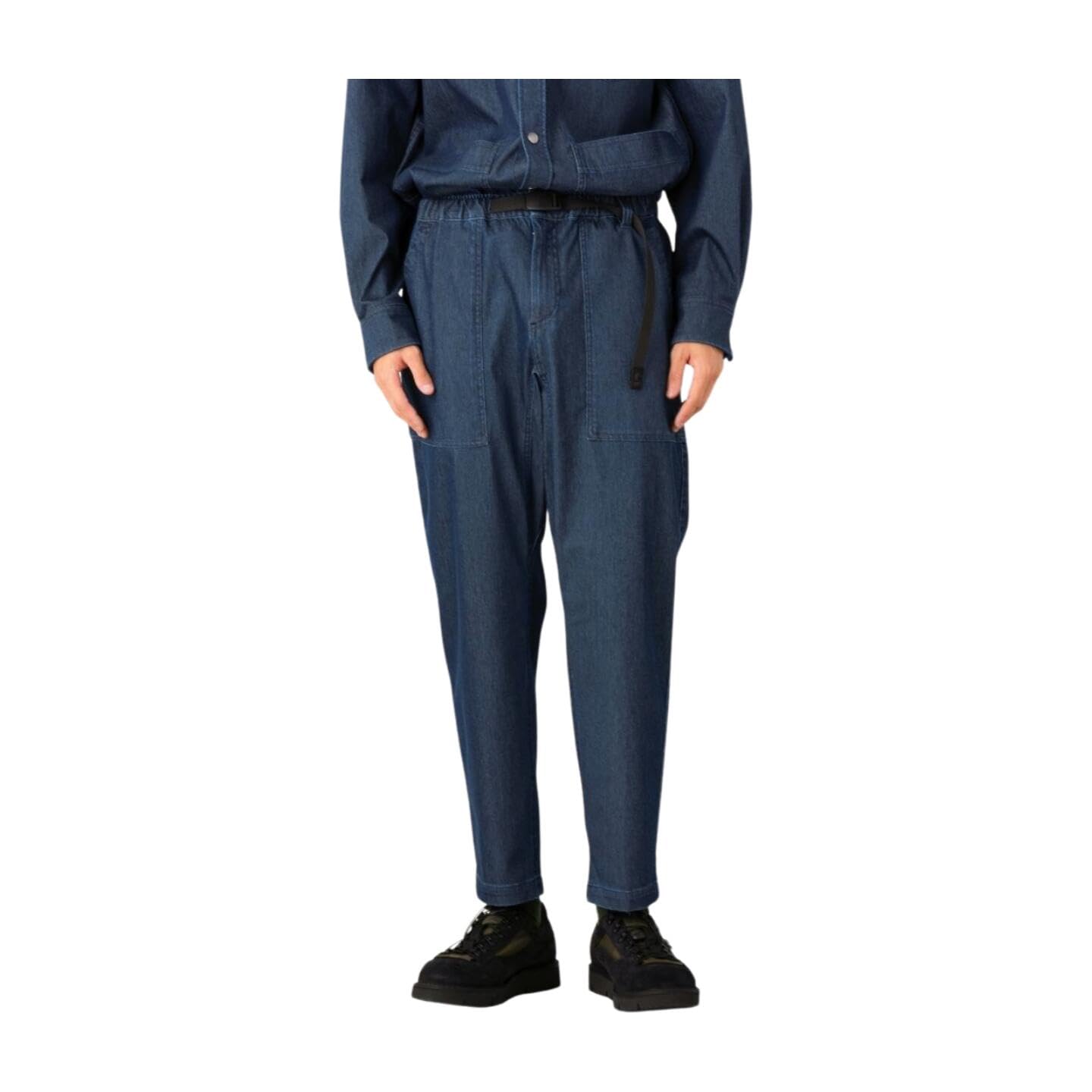 のびのび！ストレッチデニムテーパードパンツ メンズ カジュアル オールシーズン パンツ ブラック 黒 ネイビー 紺 カジュアル パンツ デニム テーパード キャンプ アウ