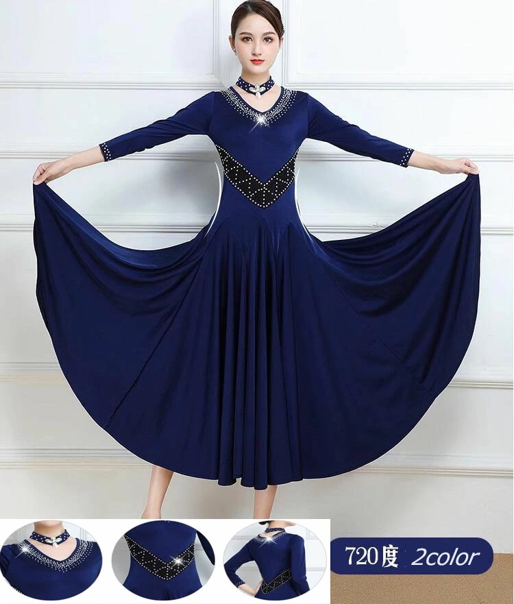 新作追加 2色 社交ダンスドレス 社交ダンス練習着 スリム フラメンコ ドレス 社交ダンス衣装 モダンダンス衣装 ボールルーム衣装 ワルツドレス 広がる裾 ダンスドレス レッスン着 スタンダードドレス
