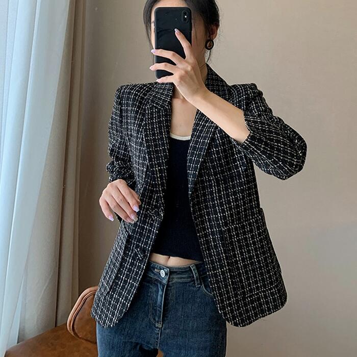 入学式 ママスーツ レディース ツイード テーラード ジャケット 大きいサイズ おしゃれ 卒業式 母 卒園式 入園式 セレモニー 七五三 お宮参り 母親 ママ フォーマル アウター コート チェック柄 5,526円