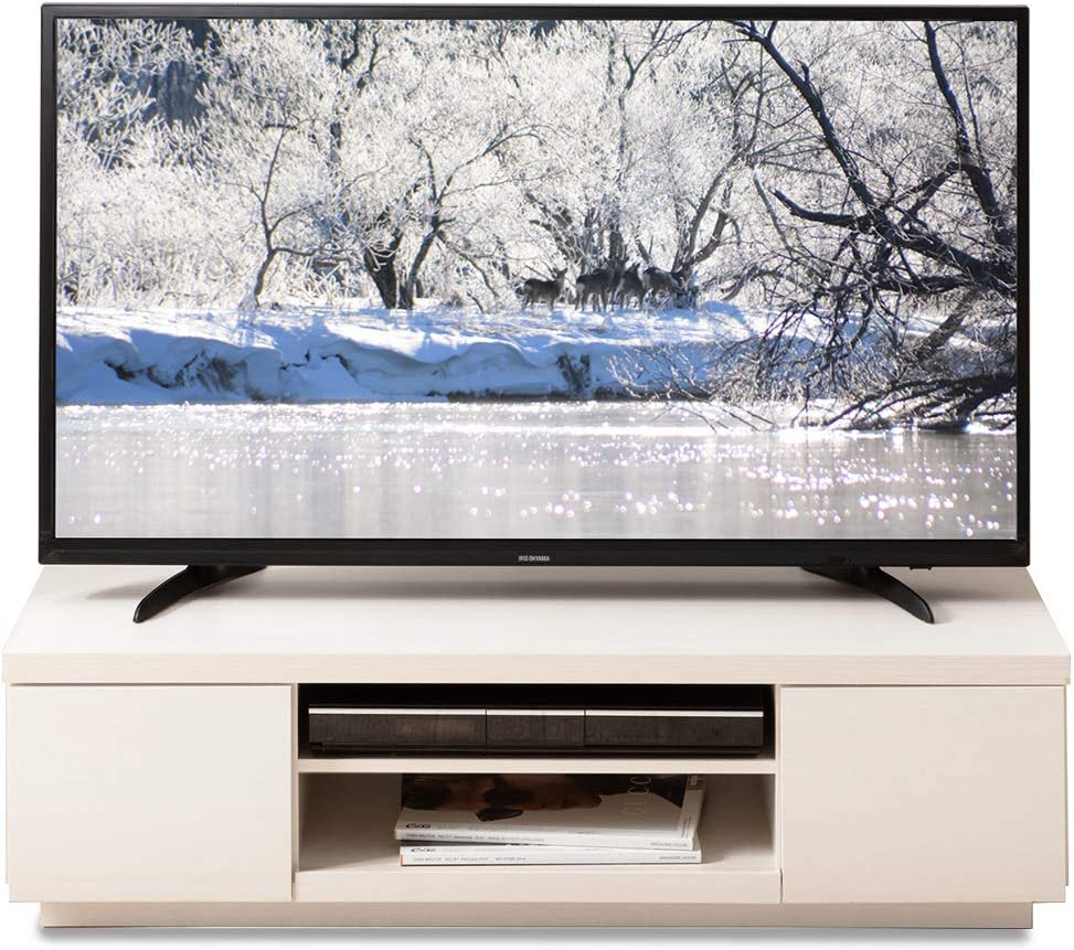 【26-43型推奨】 アイリスオーヤマ テレビ台 テレビボード ローボード 幅100cm 奥行38.8cm 高さ28.2cm 24型 26型 32型 オフホワイト 扉付 組み立て 耐荷重40kg BA