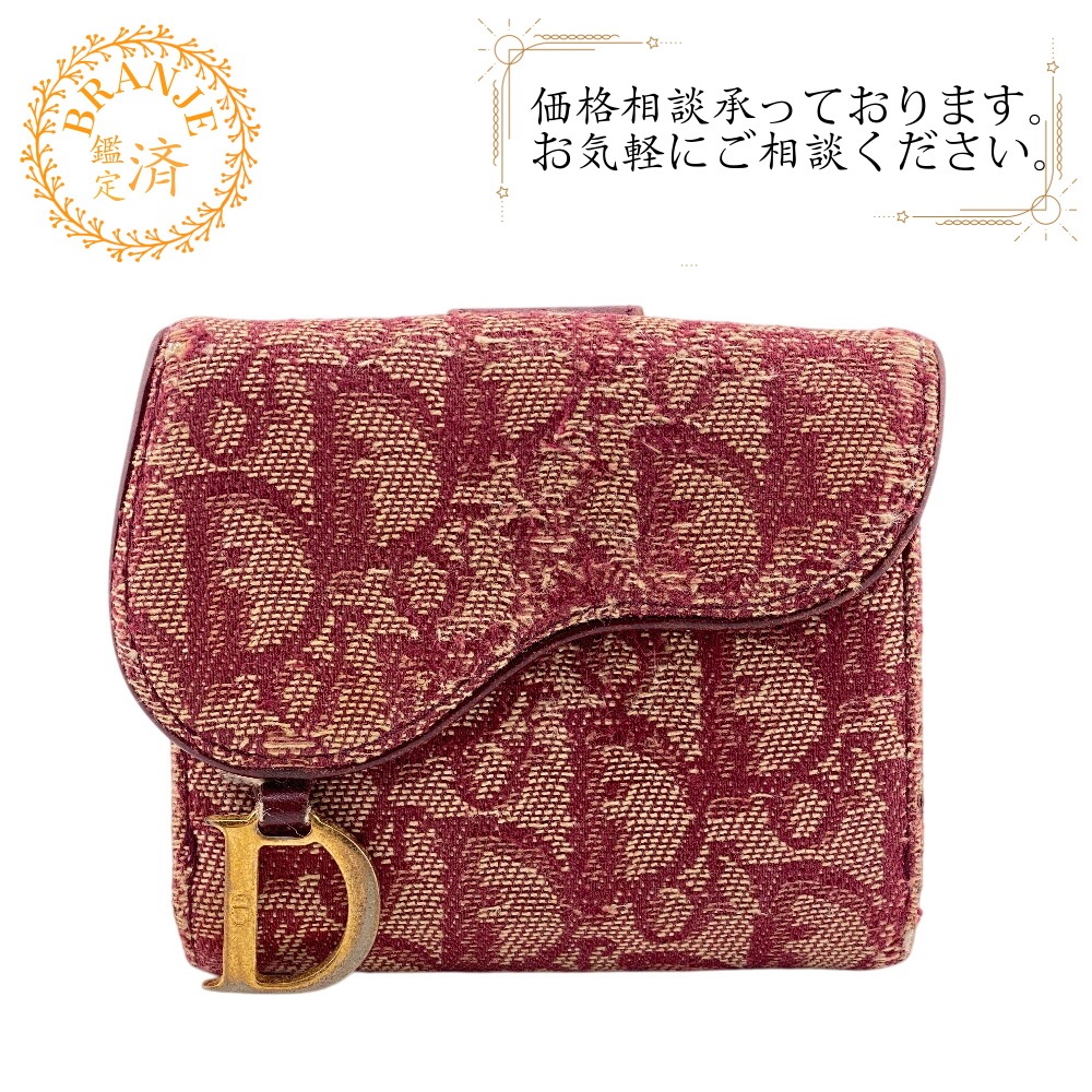 サドル Wホック 三つ折り財布 トロッター キャンバス 三つ折り財布 ワインレッド系 ブランド