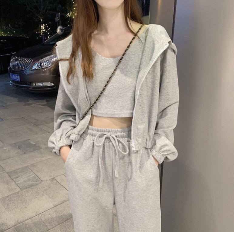 韓国ファッションス 上下セット レディース 長袖 3点セット 集合