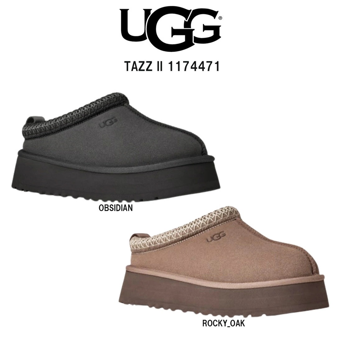 UGG レディース タズ スリッポン シューズ サンダル スエード シープスキン ふわふわ アグブレイド プラットフォーム 靴 TAZZ II 1174471