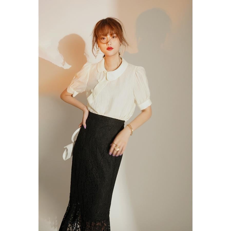 ブラウス レディース シャツ 夏 半袖 パフスリーブ 無地 肌触り 薄手 オシャレ 上品 通勤 大人 OL 着痩せ トップス カジュアル 30代40代50代 オフィス ビジネス