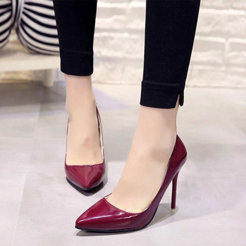 777円OFFクーポン 10センチメートルヒールレディースエナメル美脚パーティークラブ変装おおきいサイズポインテッドトゥパンプスハイヒールピンヒール靴ハイヒールピンク ピンヒール 美脚 セクシー ピン