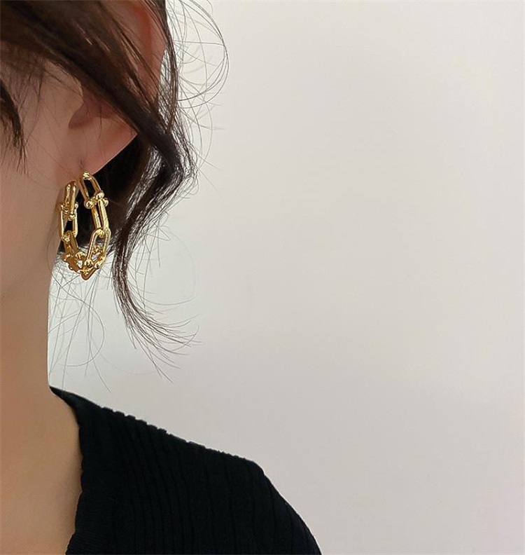大人のカジュアルアイテムinsスタイル パーソナリティ 新製品 ストリート ピアスイヤリング シルバーニードル レトロ 耳飾り 幾何学 チェーン イヤリング アクセサリー 韓国 メタル 特集 Thestrideacademy Com