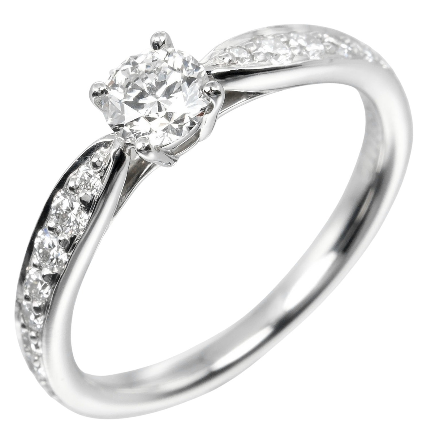 ハーモニー エンゲージメント 0.25ct VVS2 G 2EX VG リング・指輪 Pt950プラチナ ダイヤモンド 5号 約2.75g レディース 中古品 Aランク