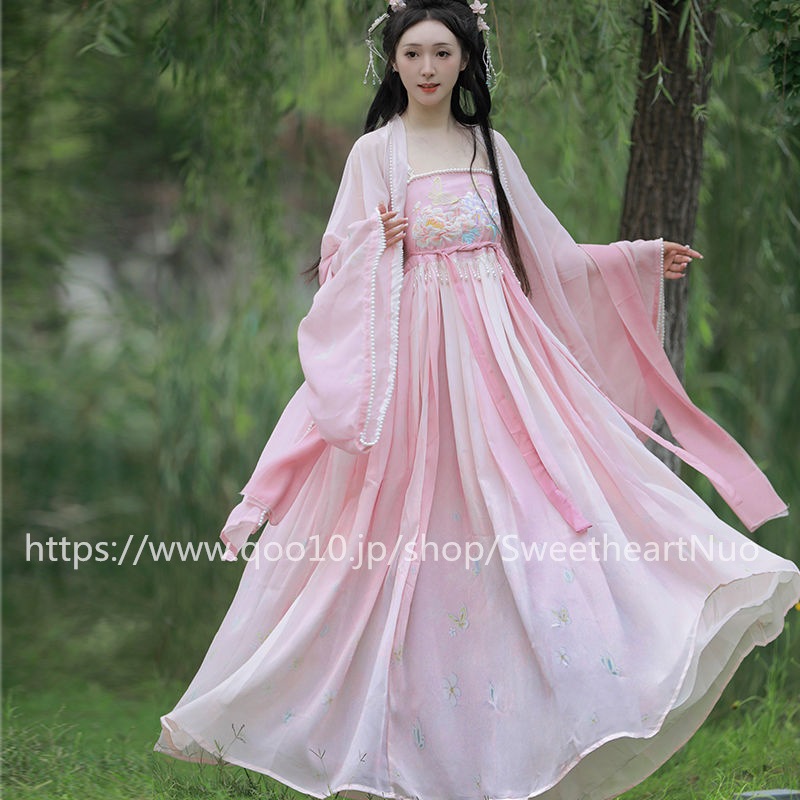 漢服女訶子スカート【遠山芙蓉】唐製刺繍大袖シャツ超仙日常服 ロリ可愛 二次元 学園祭花皿夢時代装全セット