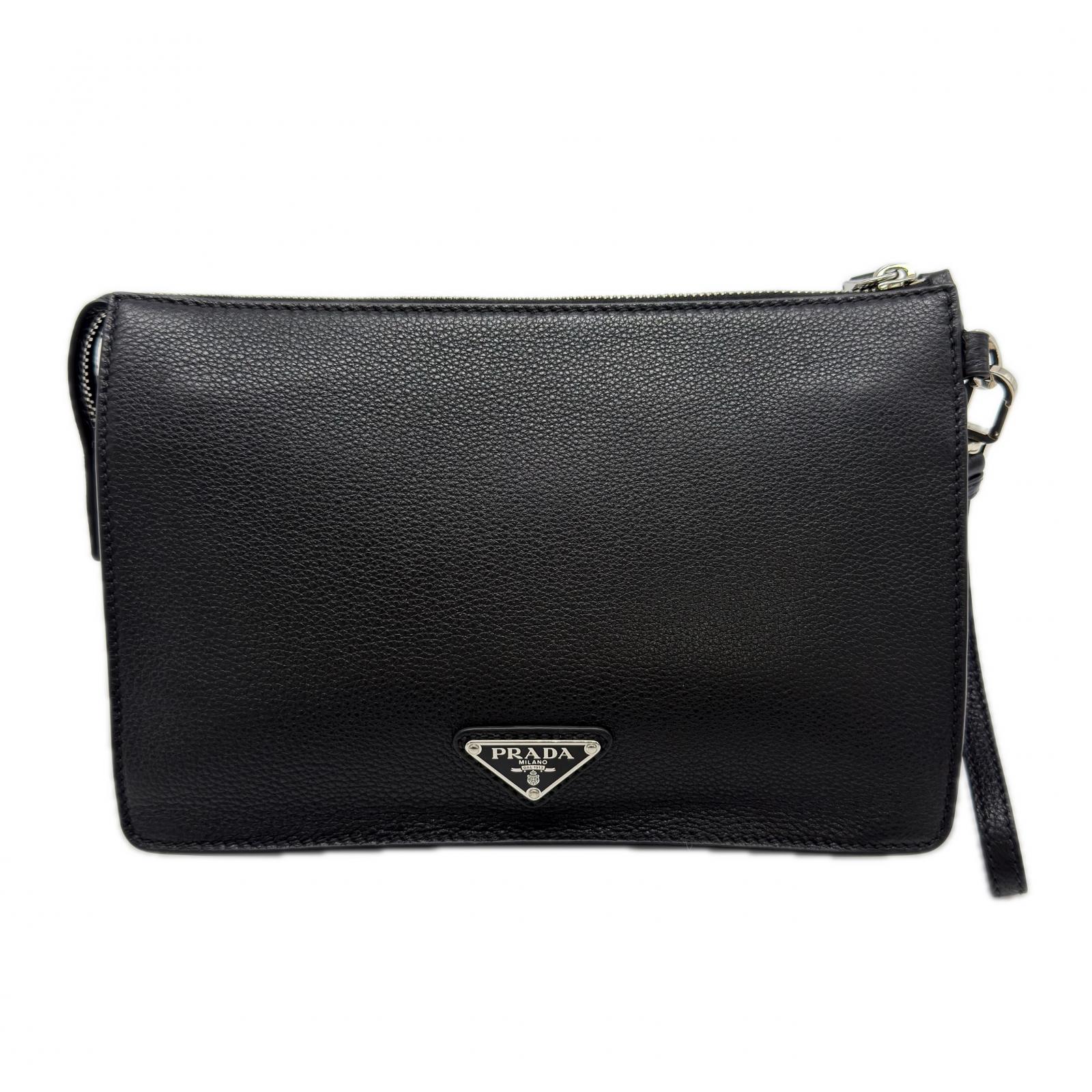 3日以内返品可 極美品 セカンドバッグ ヴィッテロ シティ レザー ロゴプレート セカンドバッグ ネロ 2VF006 ブラック カーフレザー メンズ
