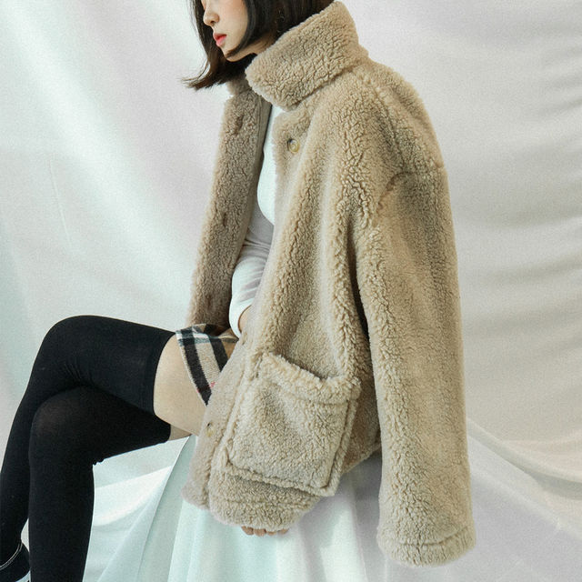韓国ファッション[ku-nyang]モダンシンプル送料無料 Teddy warm dumble jacket (2colors)