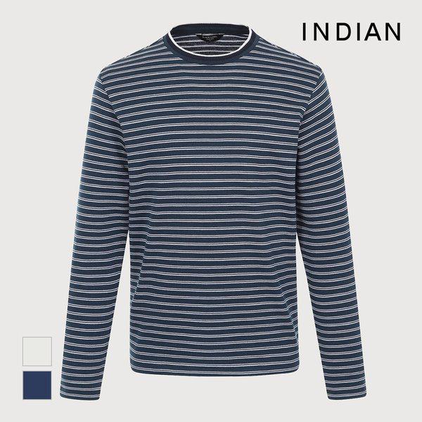 [INDIAN] ストライプ ラウンド Tシャツ._MIVAL4S1181