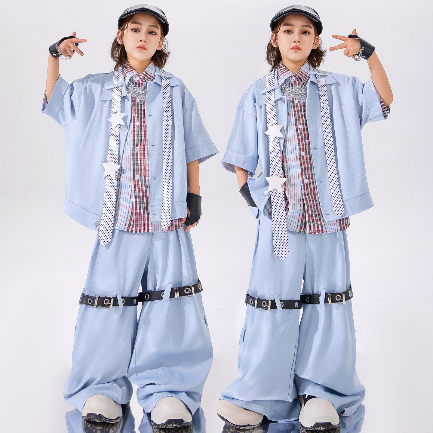 男女兼用 ジャージ セットアップ ストリートダンスファッションウェア男の子向けヒップホップパフォーマンス衣装子供用トレンディでクールなストリートファッション