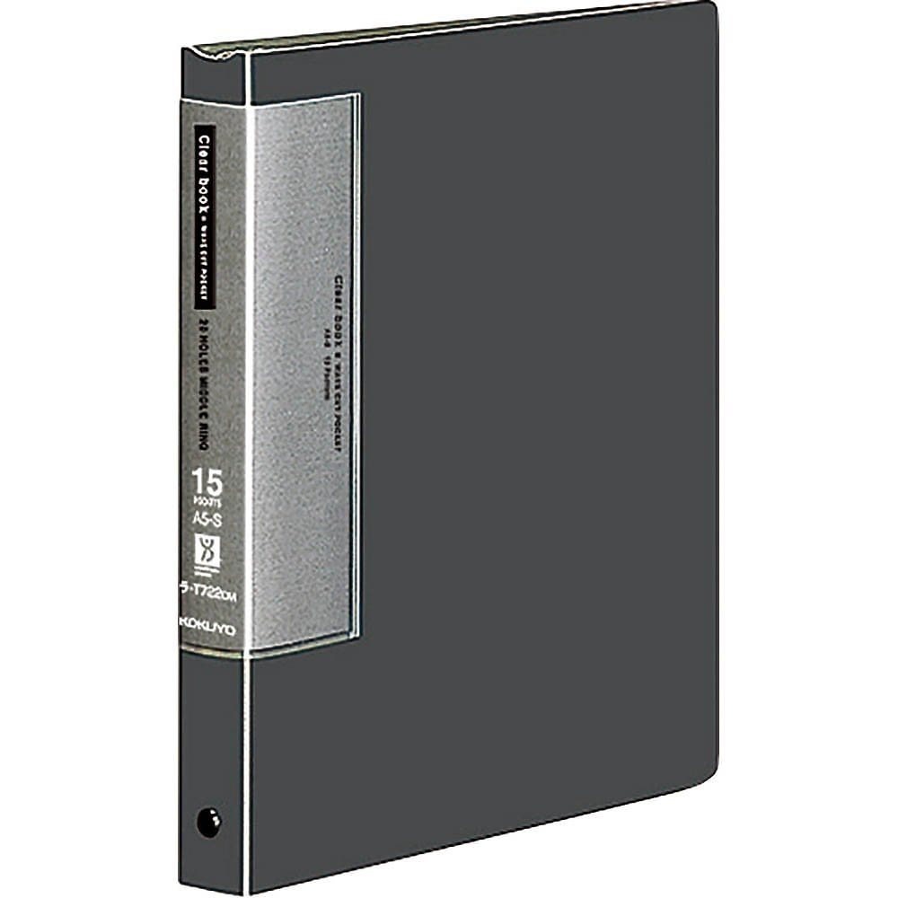 （まとめ買い）クリヤーブック ウェーブカット 替紙式 A5縦 15ポケット ダークグレー ラ-T722DM [x3]