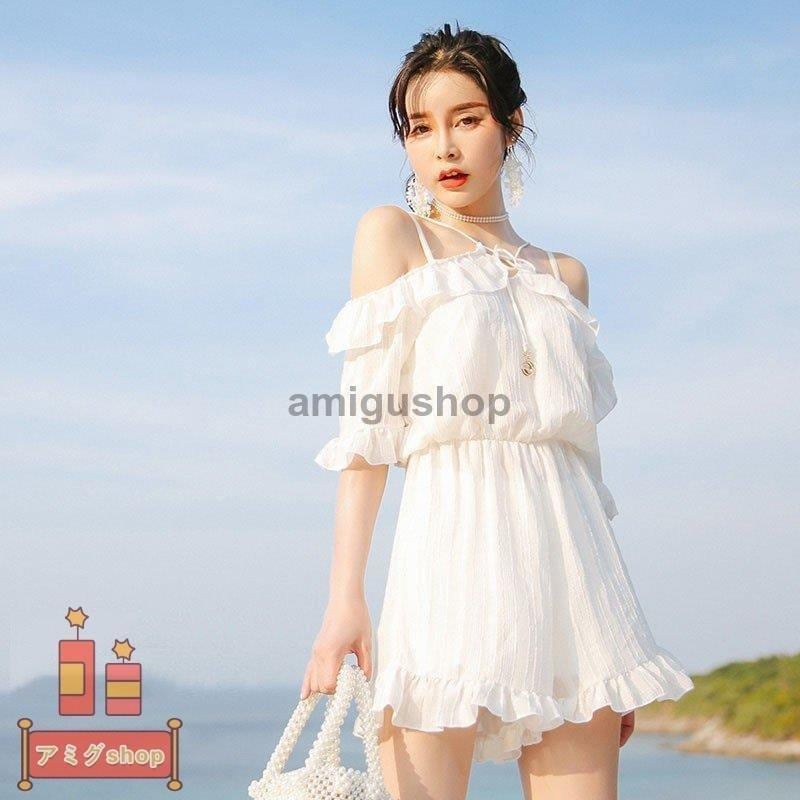 温泉 韓国風可愛い キュロットスカト小胸バンドゥビギニ ママ水着4色 スイムウェア セパレート 水着 水着3点セuvカット 体型カバー 水着レディース