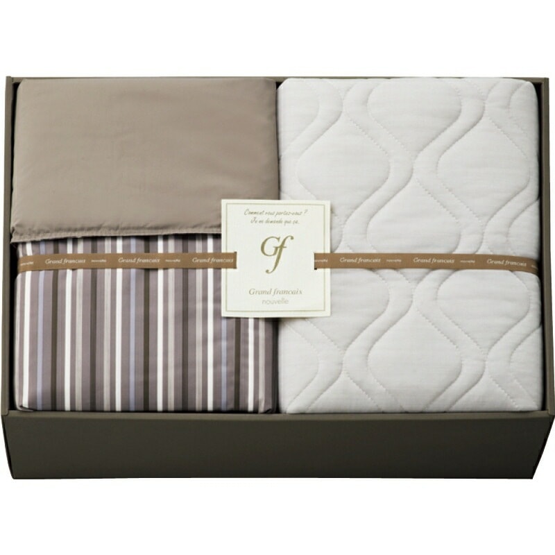 （ギフト）グランフランセヌーベル ウォッシャブルケット&クール接触冷感敷きパッド ブラウン