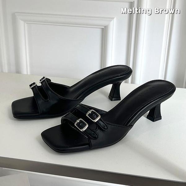 レディース スリッパヒール バックル ミドルヒール 5.5cm ka30