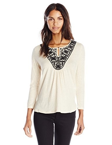 Lucky Brand Womens Stitched Bib Top, Oatmeal, Large Lucky Brand Womens Stitched Bib Top, Oatmeal, Large