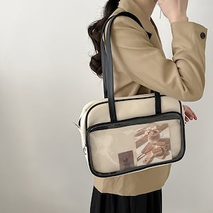 のカレッジスタイルのワンショルダー透明制服バッグ痛バッグは斜めに結ぶことができますハンドバッグシンプルでレトロ