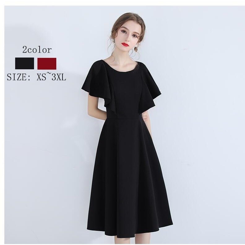 ウエディングドレス フレア袖 ミモレ丈ドレス 大きいサイズ パーディードレス キレイめ 二次会 花嫁