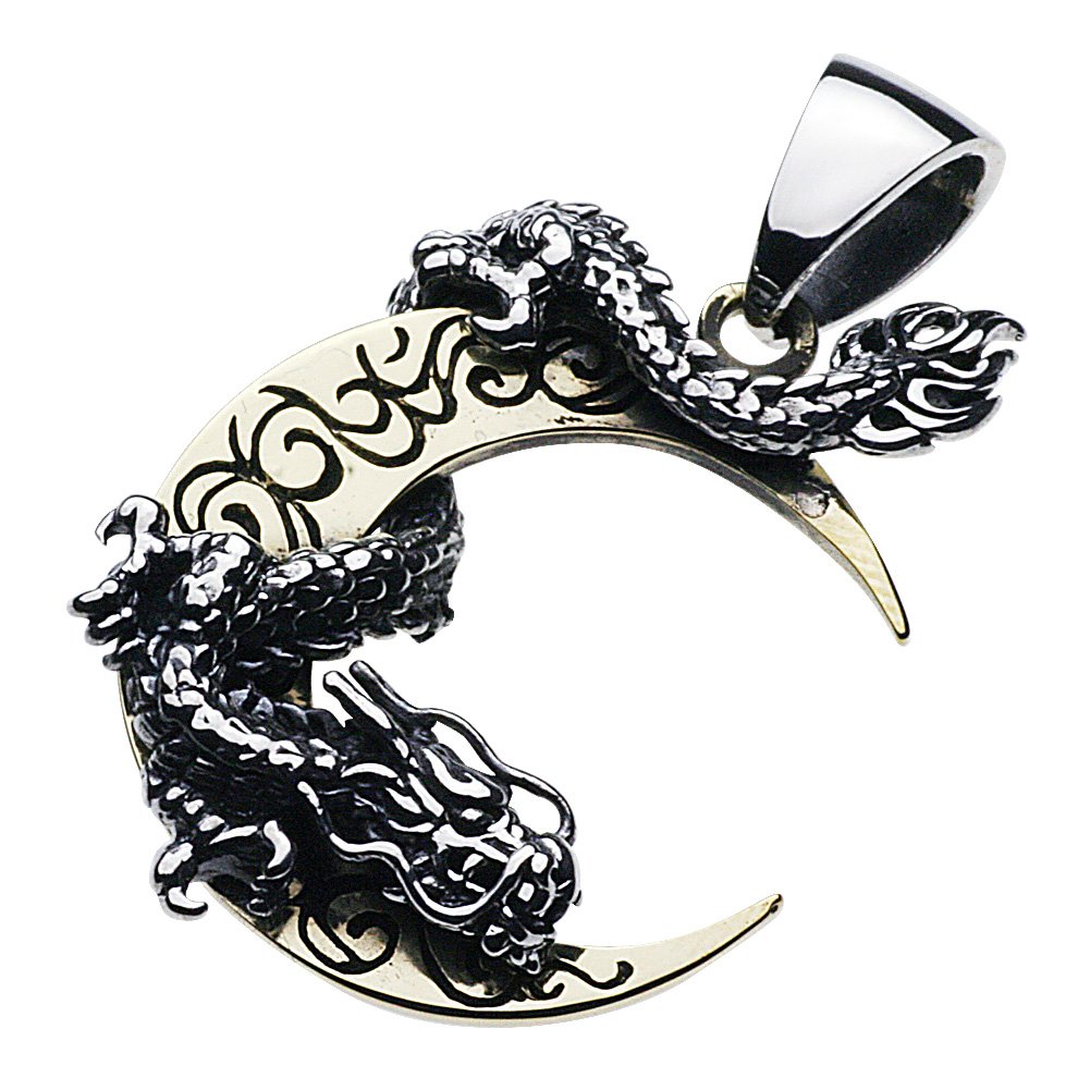 [セノーテ] 和柄 龍 三日月ペンダント【シルバー925 シルバーアクセサリー】 p0413