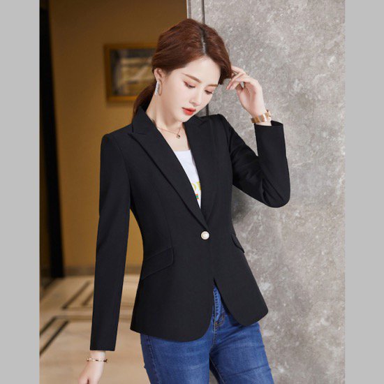 【取寄：納期2週間】スーツジャケット レディース テーラードジャケット 長袖 オフィス 春秋 ブレザー ショート丈 ビジネス フォーマル 無地 スリム 着痩せ 体型カバー 大きいサイズ