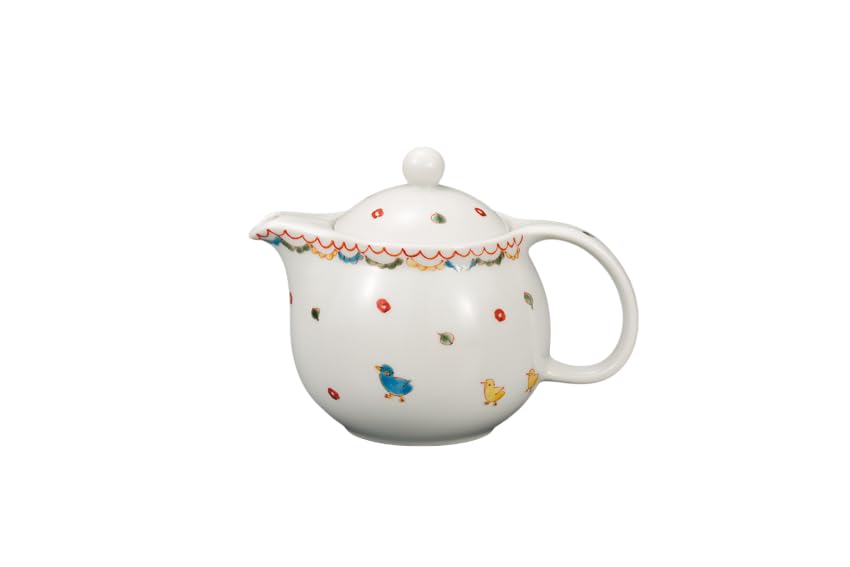 マルサン宮本『九谷焼』ポット急須 小鳥の発表会 茶こし付 AP8-0449