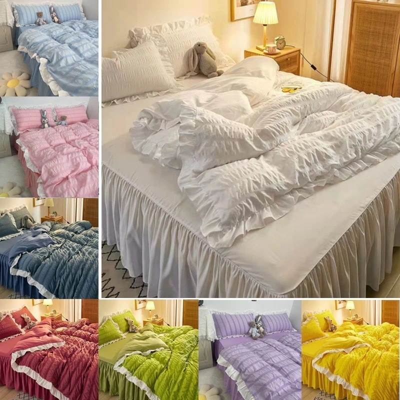 工ガ割-ベッドスカート 布団カバー3点セット シングル セミ 可愛い 掛け布団カバー 女性 フリル 無