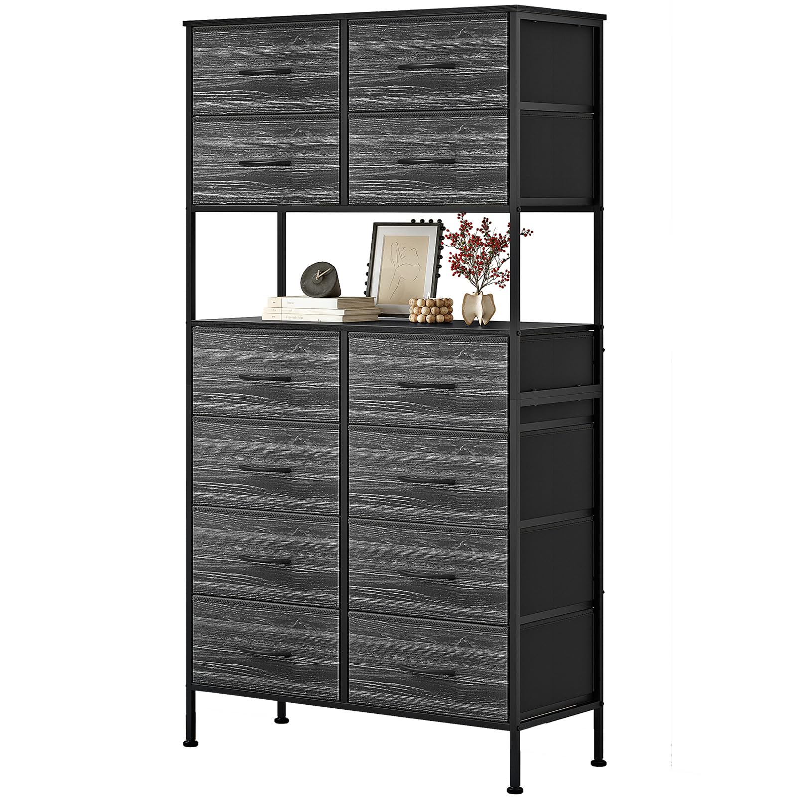 SINNONAKA 12杯 チェスト 大容量 タンス ハイチェスト 中央オープン設計 箪笥 衣装ケース 収納チェスト 省スペース インテリア リビング収納 ハイタイプ 引き出し 洋服タンス 布製衣類収 12,092円