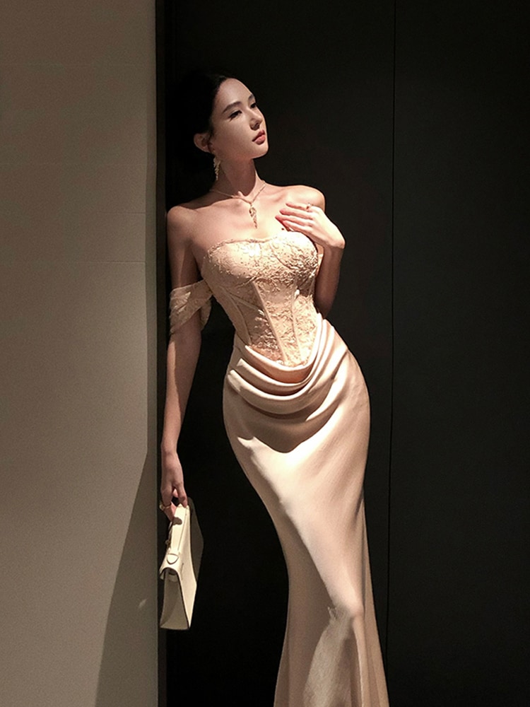 韓国ファッション新作ワンピース ロングワンピース タイトワンピース パーティードレス セクシーなドレス制服 二次会 パーティードレス 結婚式 お呼ばれ ロングドレス