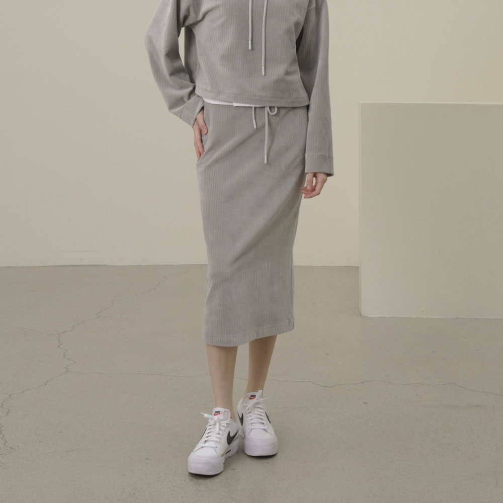 ACUD ベロアバンディングスカート_L. グレー