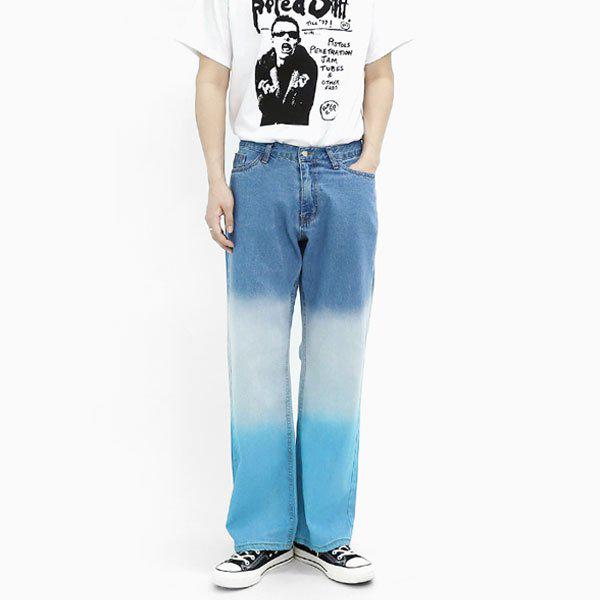 ジーンズ SHL066 2COLOR メンズ グラデーション ワイド 楽 デニムパンツ_P342448233