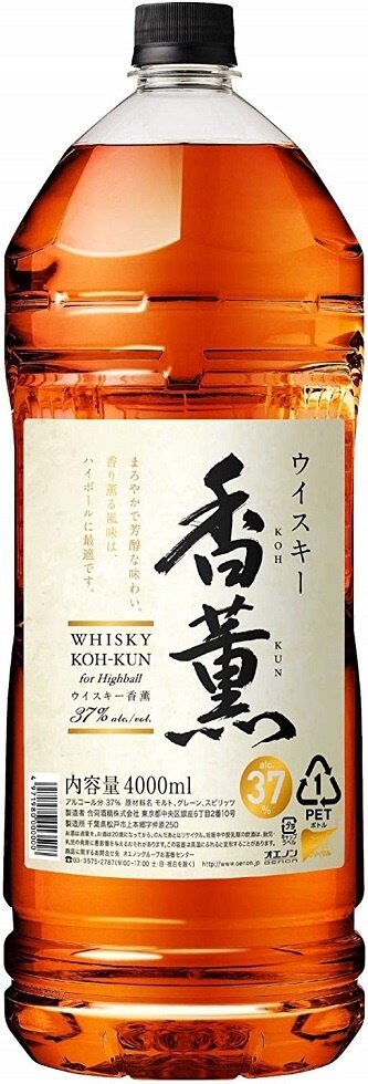 送料無料1ケース4本国産ウィスキー合同香薫4Ｌペット（業務用）4本（1ケース）37（こうくん）（日本合同酒精）