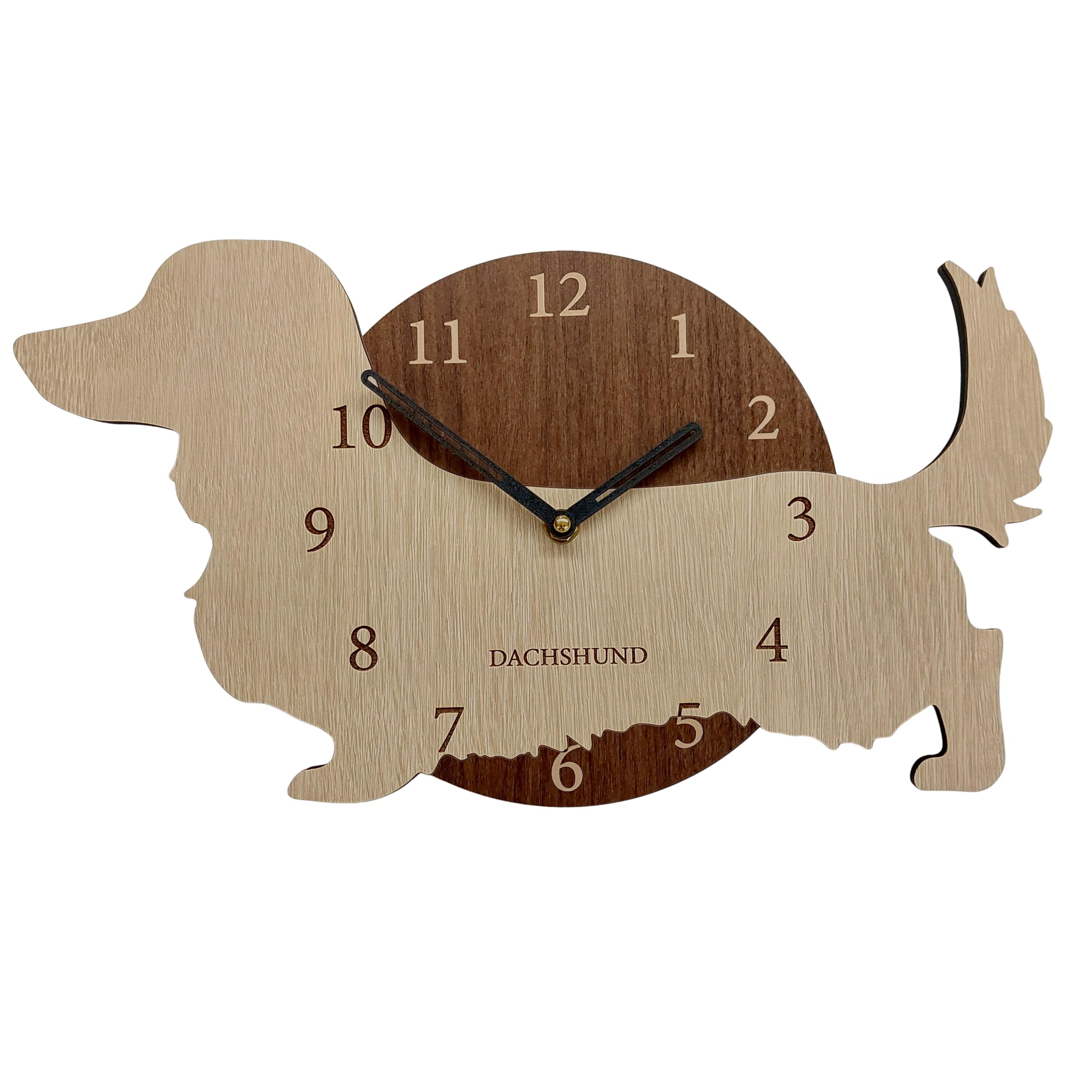 はみだしワンちゃん 壁掛け時計 ダックスフンド クリ－ム ベージュ 犬 おしゃれ 木製 アナログ 掛け時計 静音 時計 壁掛け インテリア かけ時計 寝室 自宅 部屋 装飾