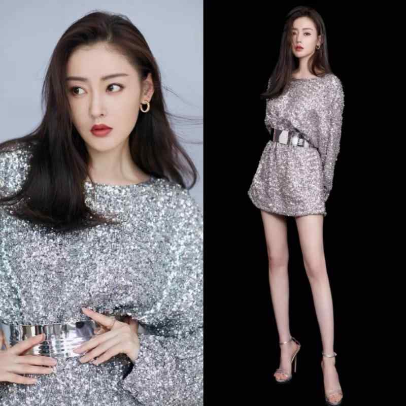 ドレス　パーティー　レディース 張 天 愛 同じ スタイル シルバー スパンコールドレス 誕生日 パーティー セレモニー ドレス ハイエンド イブニングドレス 24