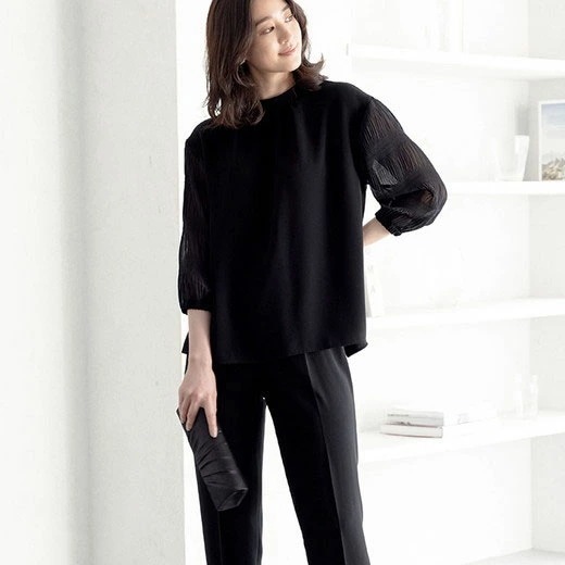 [最安値挑戦]！【2点セット】 袖プリーツセットアップ レディース 春 スーツ セットアップ 点数セット M-3L