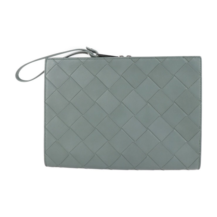 美品 BOTTEGAVENETA ボッテガヴェネタ セカンドバッグ 629134 VCRU1 1607 ドキュメントケース マキシイントレチャート レザー SLATE グレー系【本物保証】