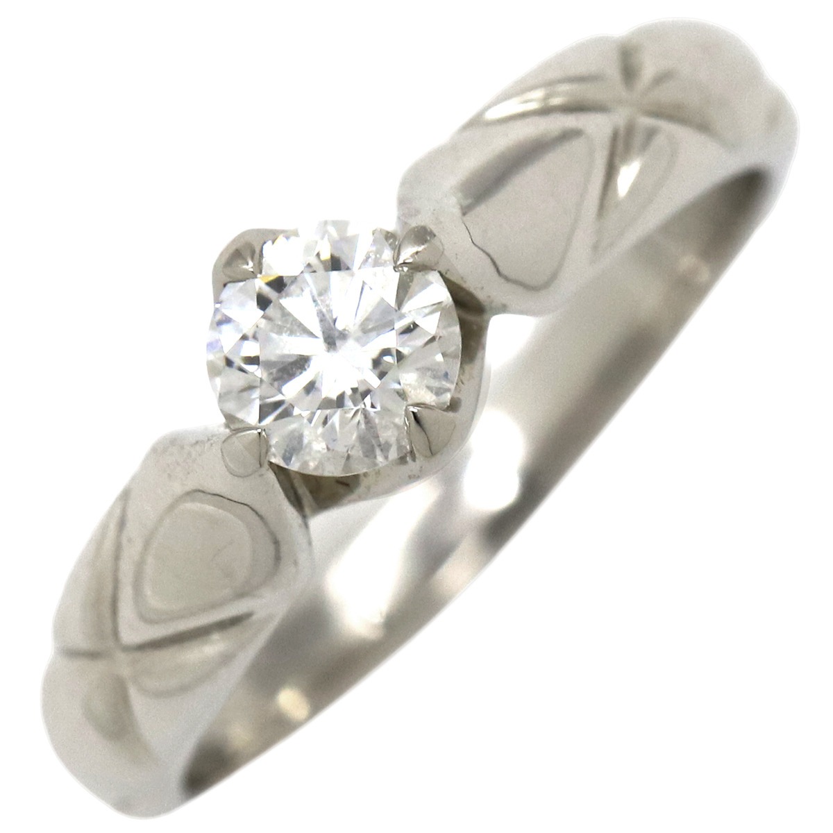 シャネル CHANEL リング 指輪 マトラッセ Pt950 ダイヤモンド プラチナシルバー #46(JP6) Pt プラチナ ダイヤモンド 1P 6号 J2038【中古】