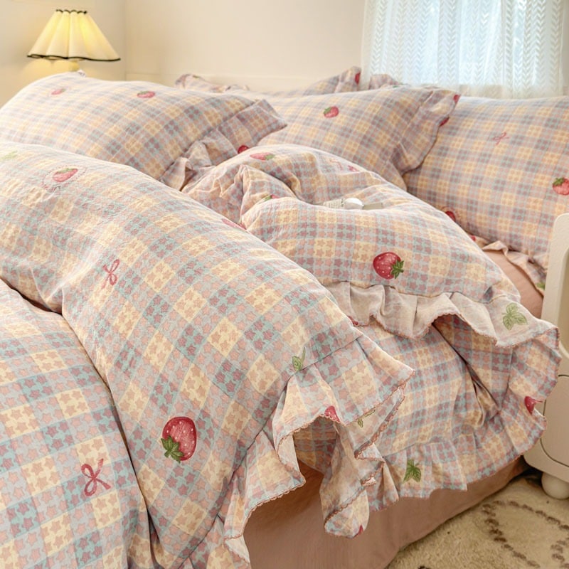 インスタグラム風プリンセス風純綿4点寝具セット韓国風レーストリム3点セット（シーツと布団カバー）カテゴリーA裸で寝るための新鮮でシンプルな寝具