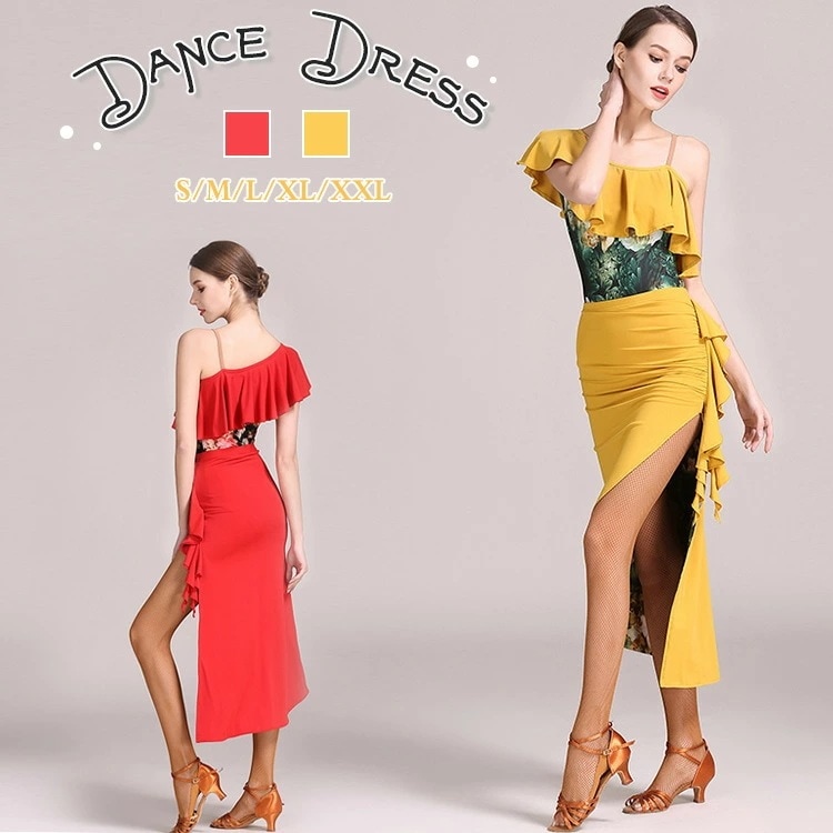 初回限定ラテンダンス ミモレ丈スカート フィッシュテールスカート トプッス+スカート 社交ダンス衣装 モダンドレス スタンダードドレス ワルツダンス ラテン衣装 大きい裾 豪華なドレス ダンス衣装 ダ