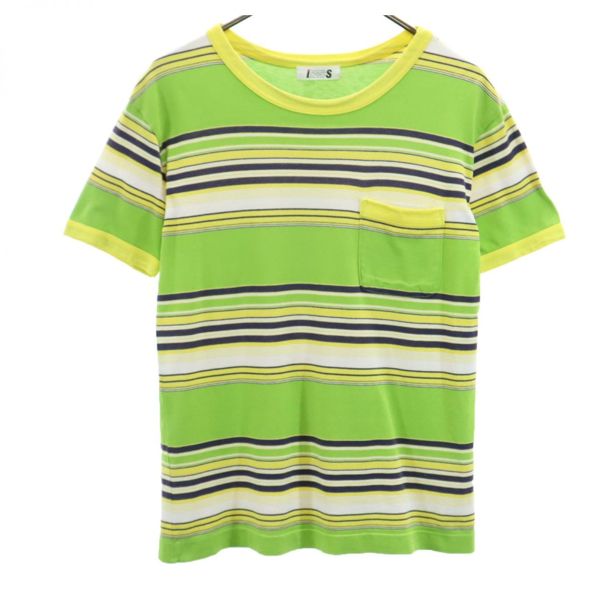 アイエス 80s 90s イッセイミヤケ ツモリチサト ボーダー柄 半袖 Tシャツ M グリーン系 I.S. メンズ