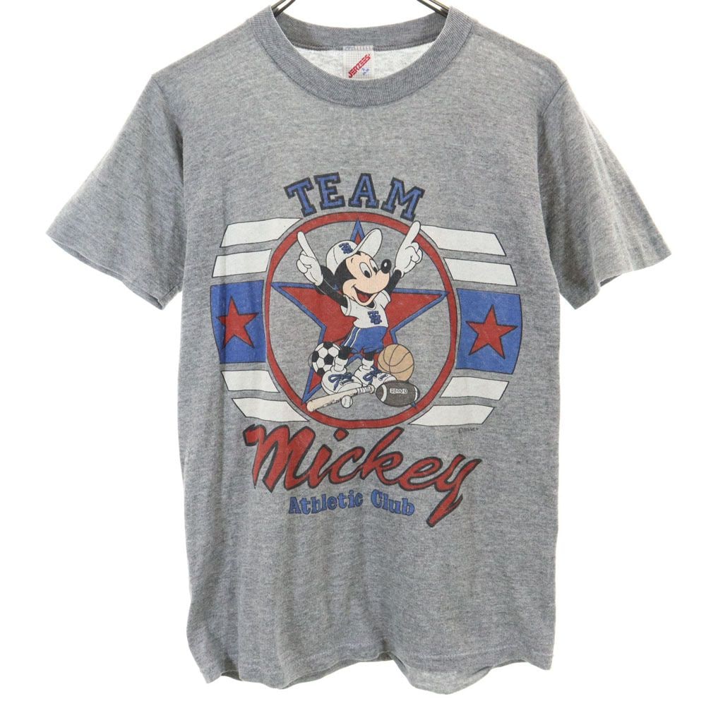 90s USA製 オールド ミッキーマウスプリント 半袖 Tシャツ S グレー系 メンズ