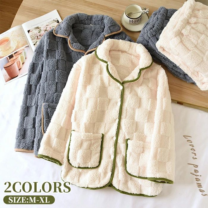 【最安値挑戦】パジャマ レディース メンズ ルームウェア ペア ペアパジャマ ナイトウェア 2点上下セット ボアトップス ボアパンツ 部屋着 寝間着 ペアルック もこもこ 防寒 保温 厚手 ボア 長袖