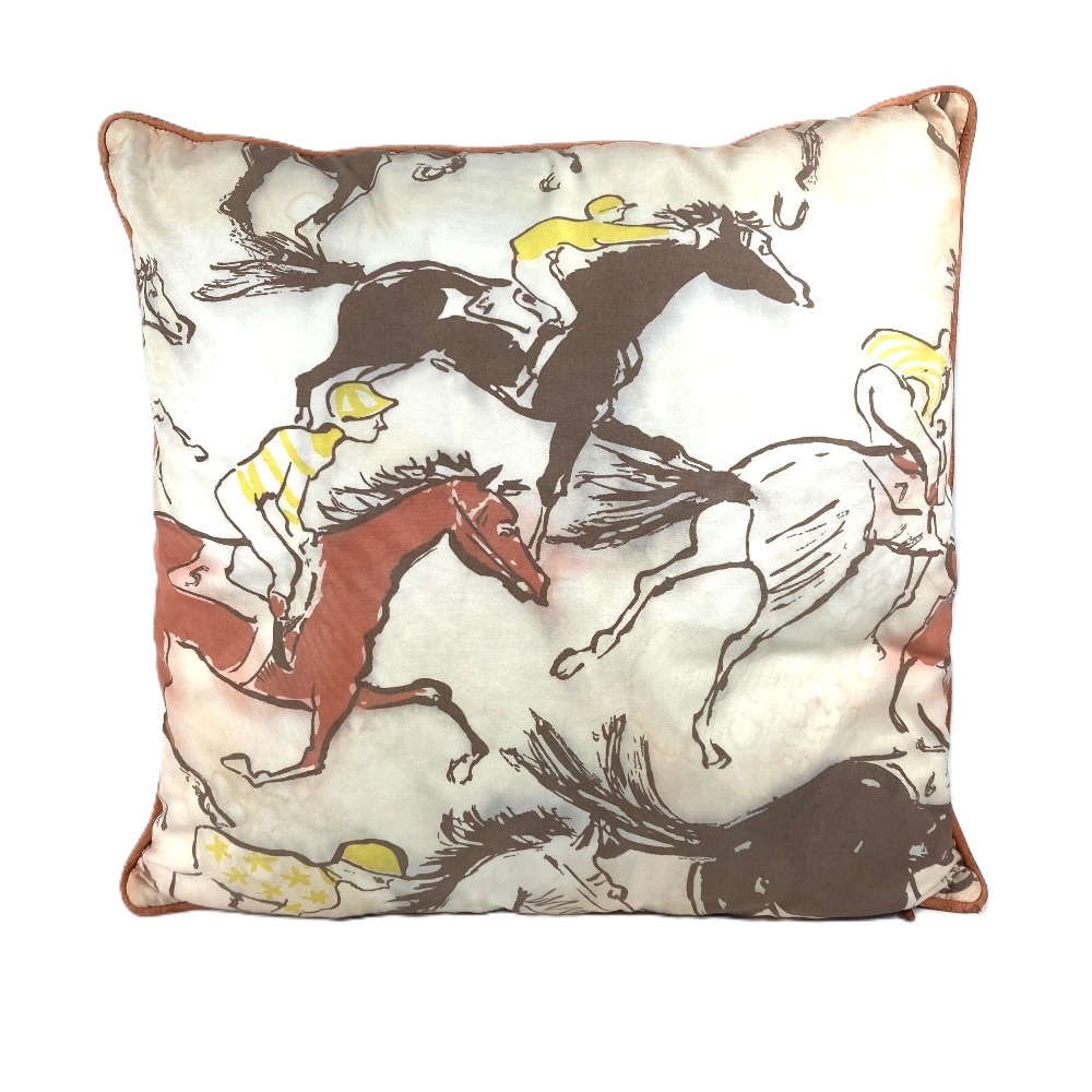 クッション ロゴ 馬柄 ピロー 枕 インテリア コットン マルチカラー
