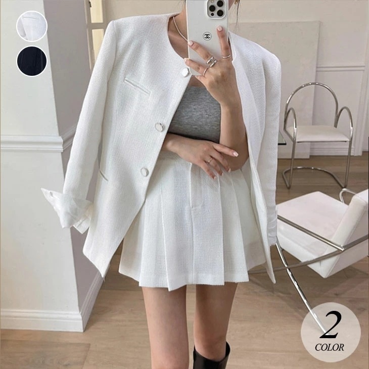【2025新作 急速出荷】スーツ コート セットアップ レディース 2点セット ジャケット スカート シングルブレスト きれいめ 上品 通勤 オフィス ビジネス フォーマル パーティー 韓国ファッショ