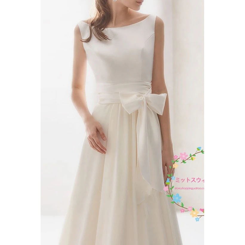 ロングドレスウェディングドレスパーティードレスウエディングドレスAラインリボン前撮り披