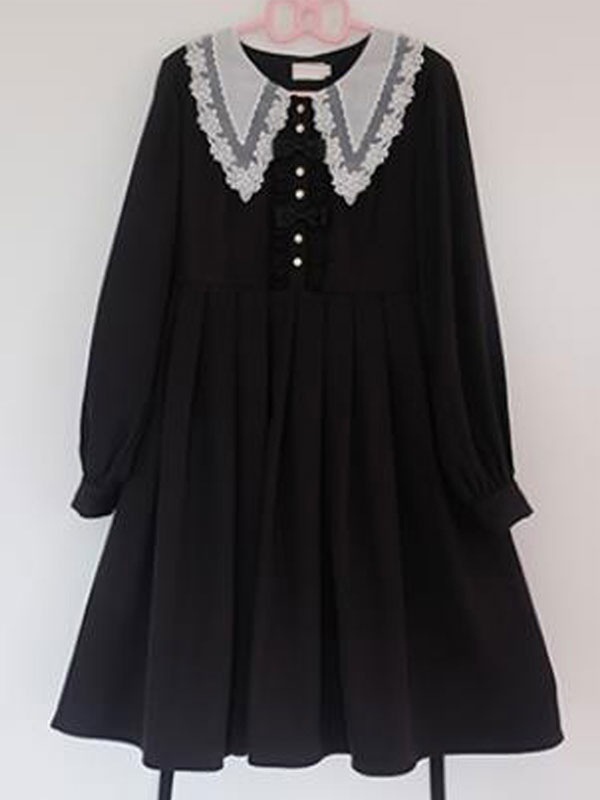 【短納期】スウィートロリータOPドレスブラックフリルロリータワンピースドレス 16,958円