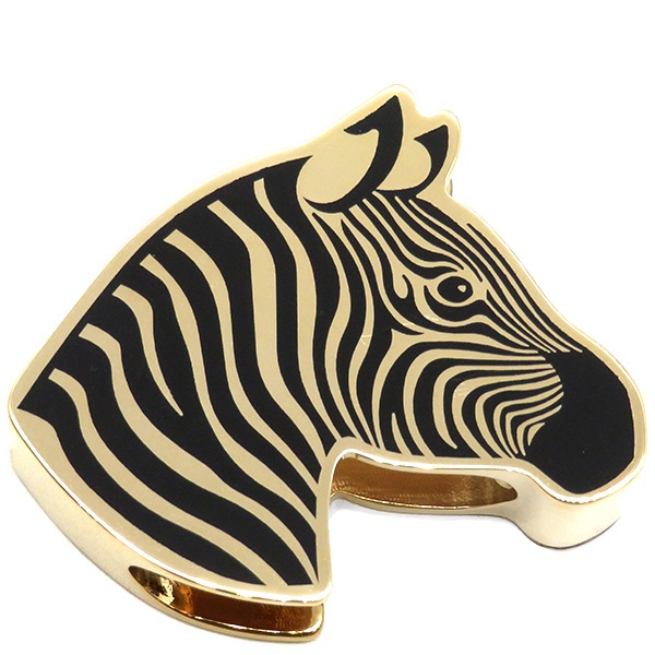 エルメス HERMES スカーフリング ゼブラ ツイリーリング GP ブラック×ゴールド シマウマ 黒 【箱】【中古】