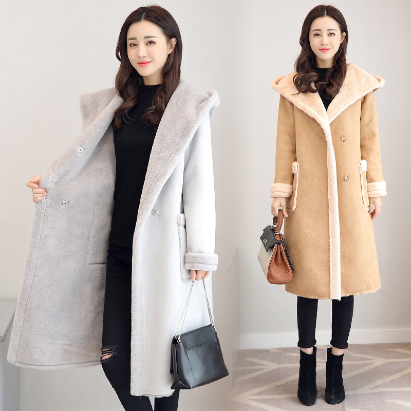 大人気 上品 ミディアム丈 レディース ロング丈 冬 トップス 裏ファー 膝下丈 パーカー フード付き ポケット付き 体型カバー 秋